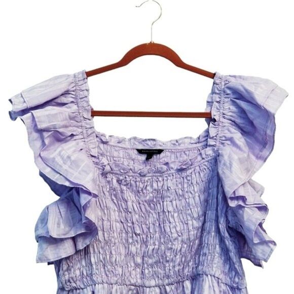 Banana Republic Smocked Off The Shoulder Ruffle Top Purple XL NWOT 2 0173 - Picture 4 of 7